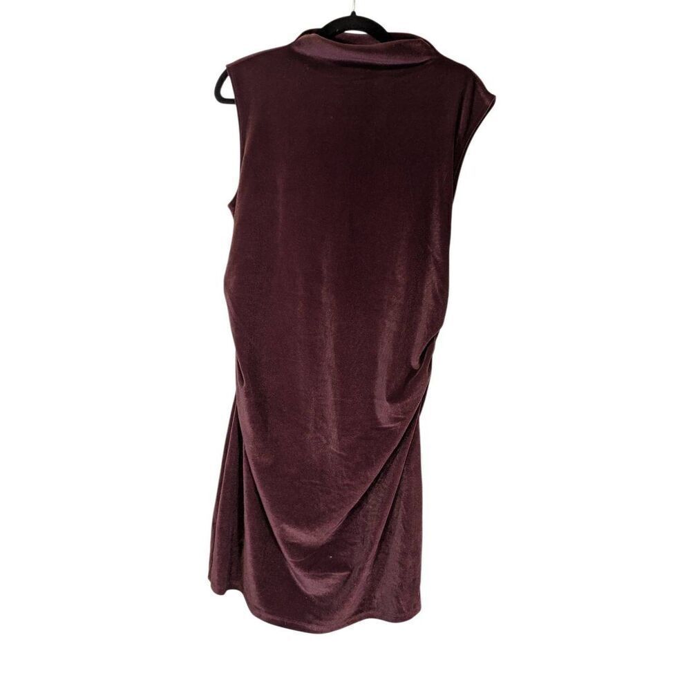 A New Day Women's Sleeveless Mini Velvet Rusched Dress Burgundy Size L